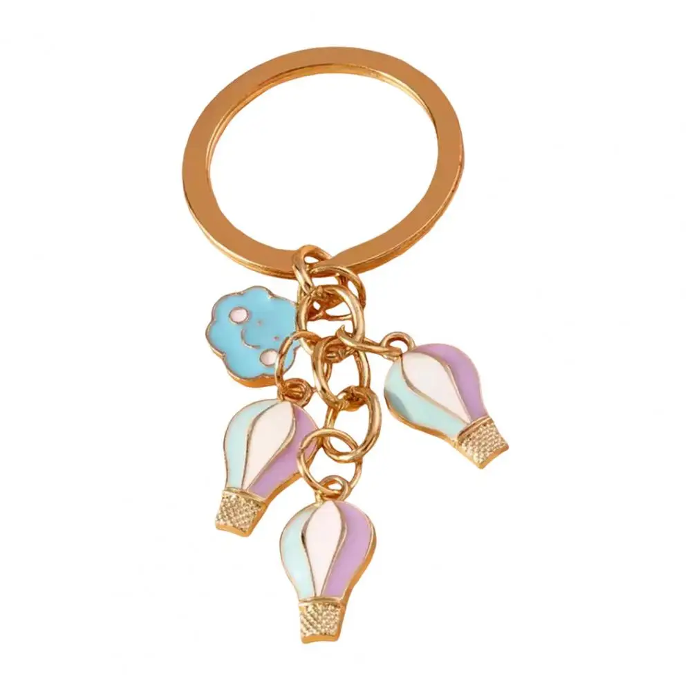 Glass Hot Air Balloon Keychain Hot Air Balloon Keychain Charm Lightweight Zinc Alloy Accessory Compact Size Gift for Christmas