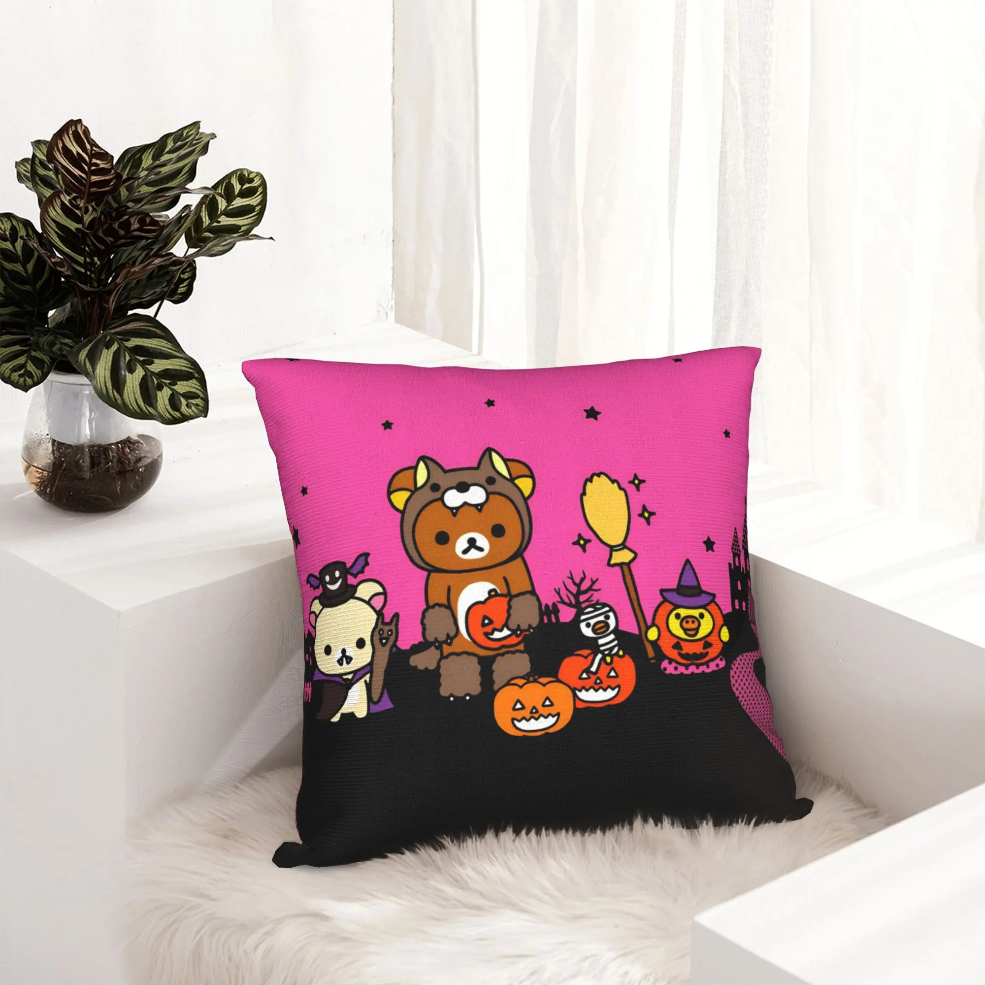 Rilakkumas Halloween Kawaii Japanese Character Spooky Pillowcase Printing Cushion Cover Decorations  Pillow Case Cover Home