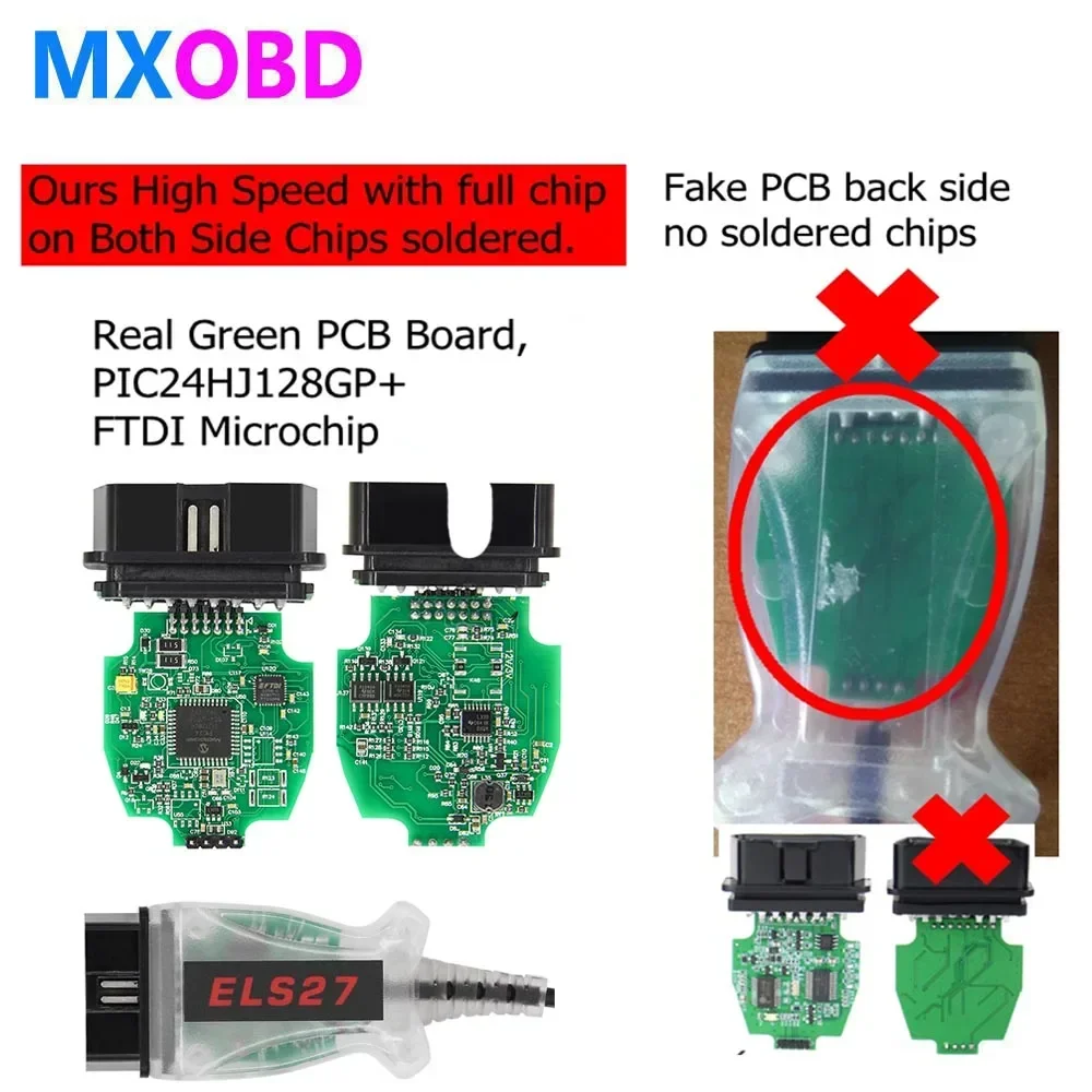 

Newest V2.3.8 ELS27 FORScan Green PCB PIC24HJ128GP+FTDI Mircochip Multi-Language Works ELM327&J2534 Pss-Thru For Mazda