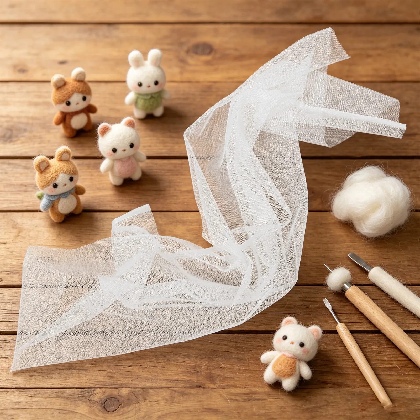 Felt Sheet Wool - 4Pcs Wool Felting Mesh Net White