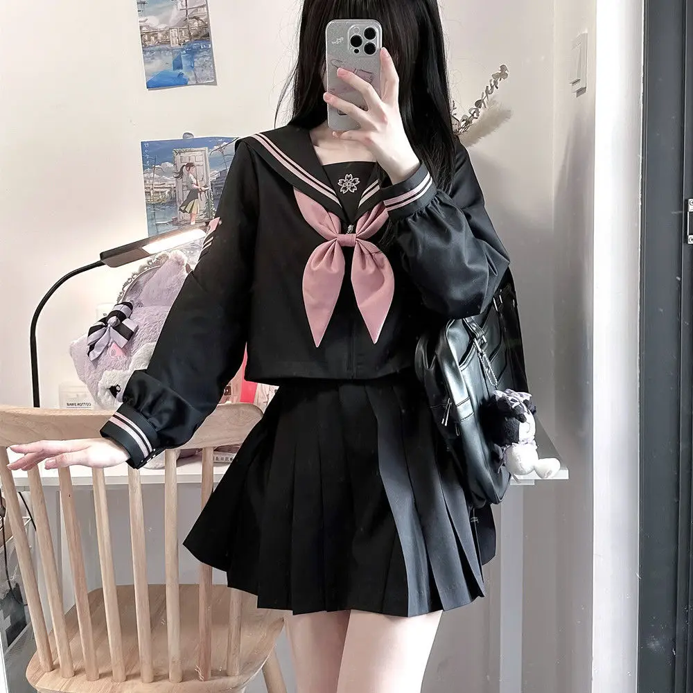 Abito uniforme scolastica Costume cosplay Giappone Anime Girl Lady Lolita Studentesse giapponesi Marinaio Top Cravatta Gonna a pieghe Outfit Donna