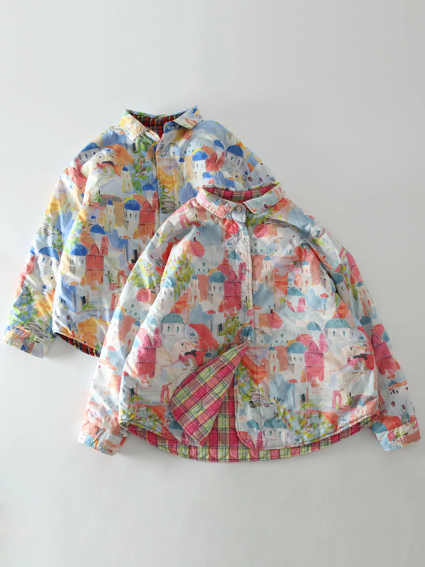 

Новая зимняя женская двусторонняя хлопковая куртка свободного кроя с принтом «Замок», универсальная теплая хлопковая куртка