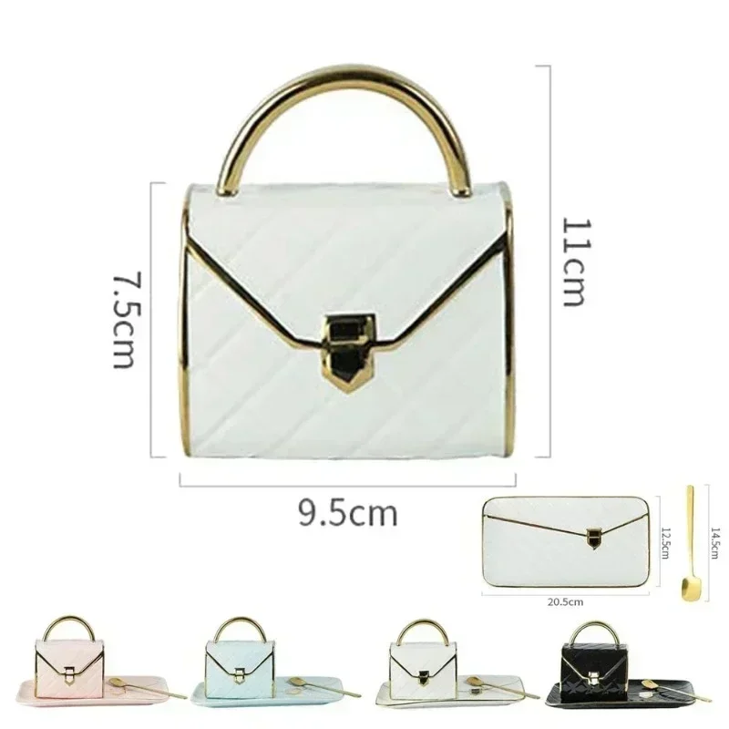 حقيبة على شكل القهوة القدح Luruxy الجمالية كوب حقيبة يد من السيراميك شكل الشاي القدح الصحن مجموعة الحلوى بعد الظهر كوب ماء درينكوير هدية