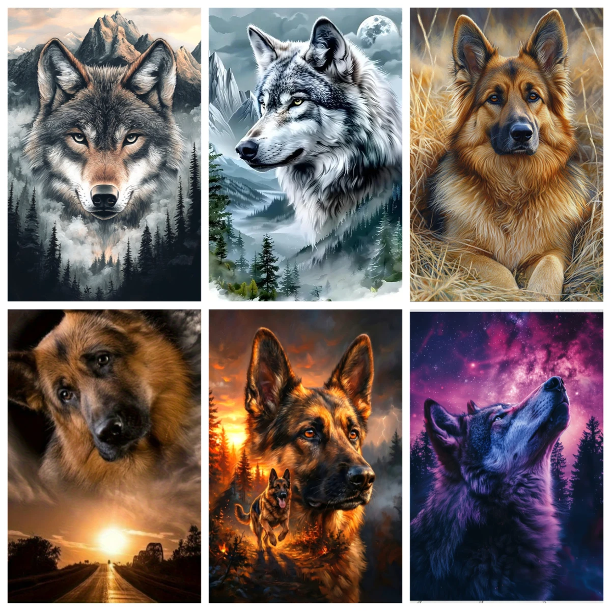 

500/1000/1200/2000PCS Puzzles for Adults,Cute Animal German Shepherd Snow Wolf Jigsaw Puzzles Educational Games Home Decor Gifts