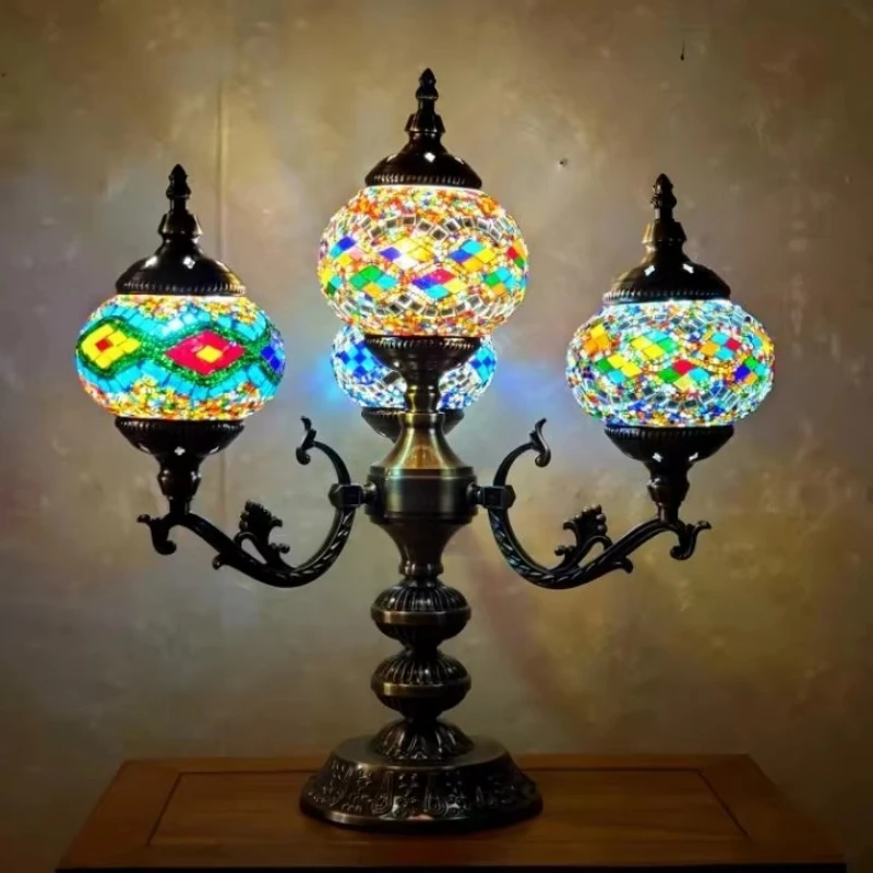 Colored traditional metal base decoration Turkish Moroccan table lamp