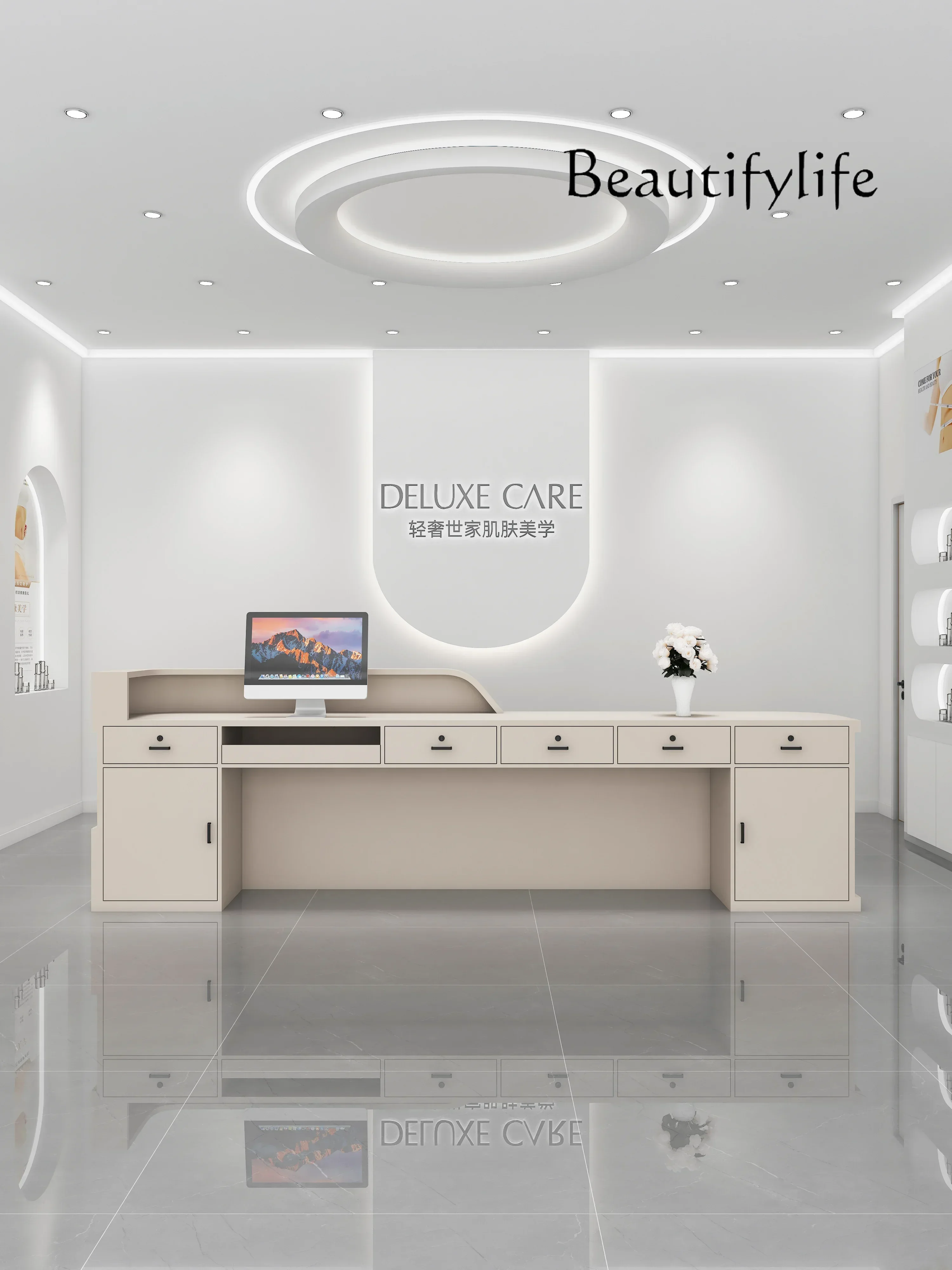 مكتب الاستقبال مجموعة بسيطة وخفيفة فاخرة مكتب منصة مشروبات أمين الصندوق عيادة الفم متجر الملابس صالون تجميل