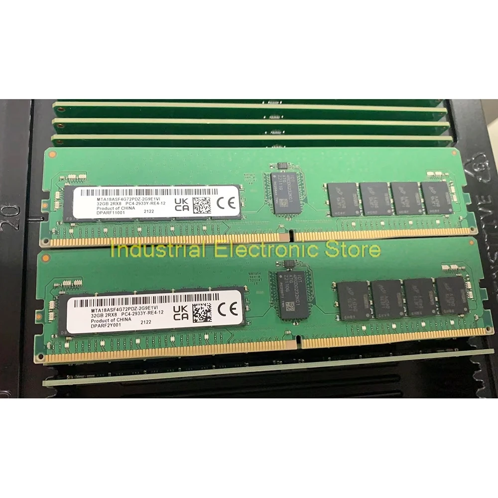 1PCS For MT RAM 32G 32GB 2RX8 PC4-2933Y DDR4 2933 ECC REG Server Memory MTA18ASF4G72PDZ-2G9E1