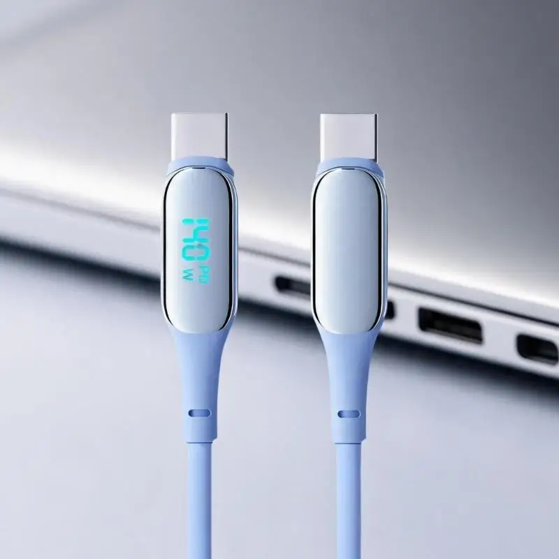 652F Liquid Silicone USB C Charging Cable 140W Real Time Power Display For Notebook And Smartphone 1.5M