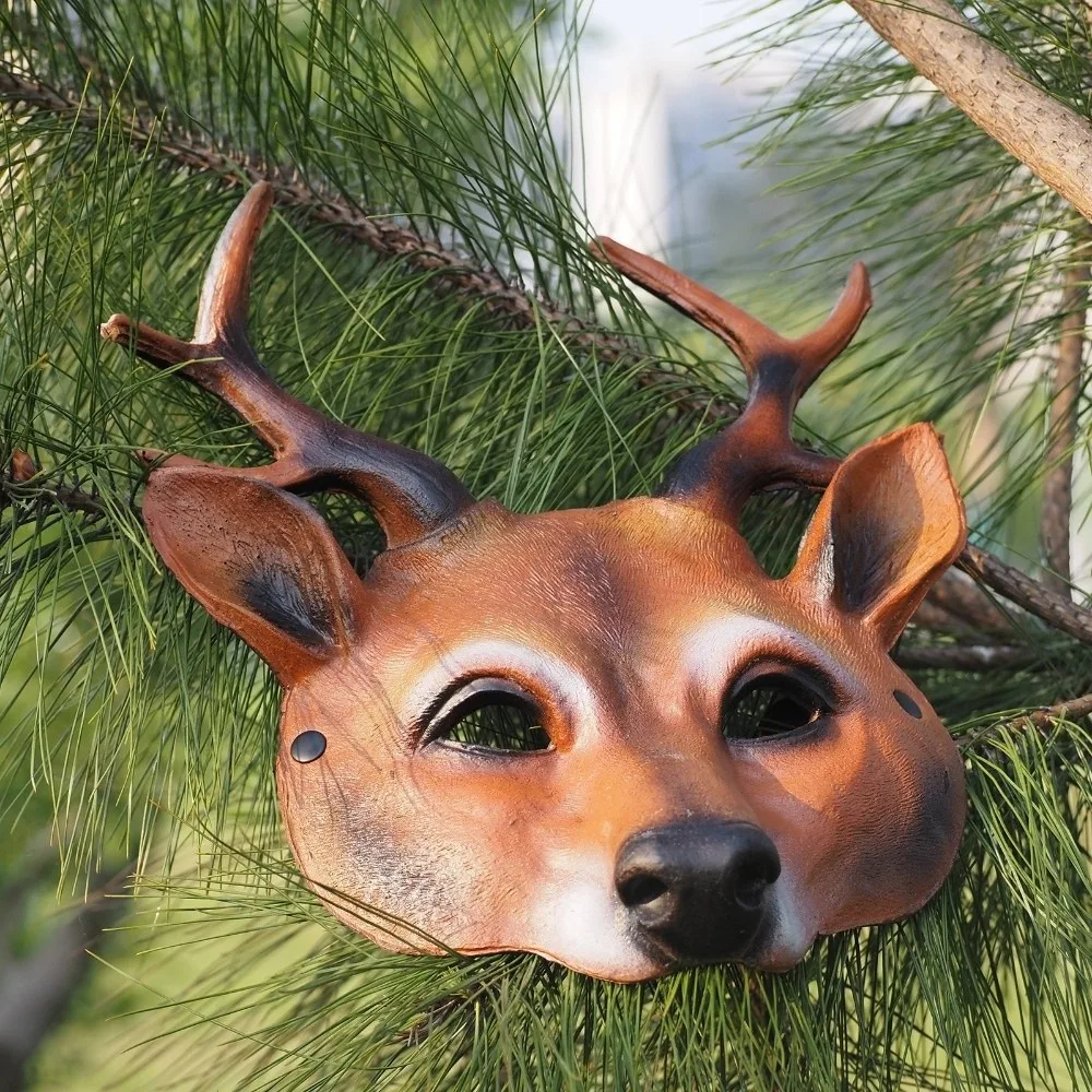 Pros Cosplay Prom Props Masquerade Mask Eye Mask Face Mask Halloween Mask Animal Mask Kabuki Kitsune Mask Deer Head  Mask