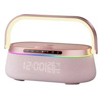 Multi-integration Digital Alarm Clock, Bedside LED Nightlight Fast Wireless Charging 15W, Bluetooth Speakers Phone Bracket