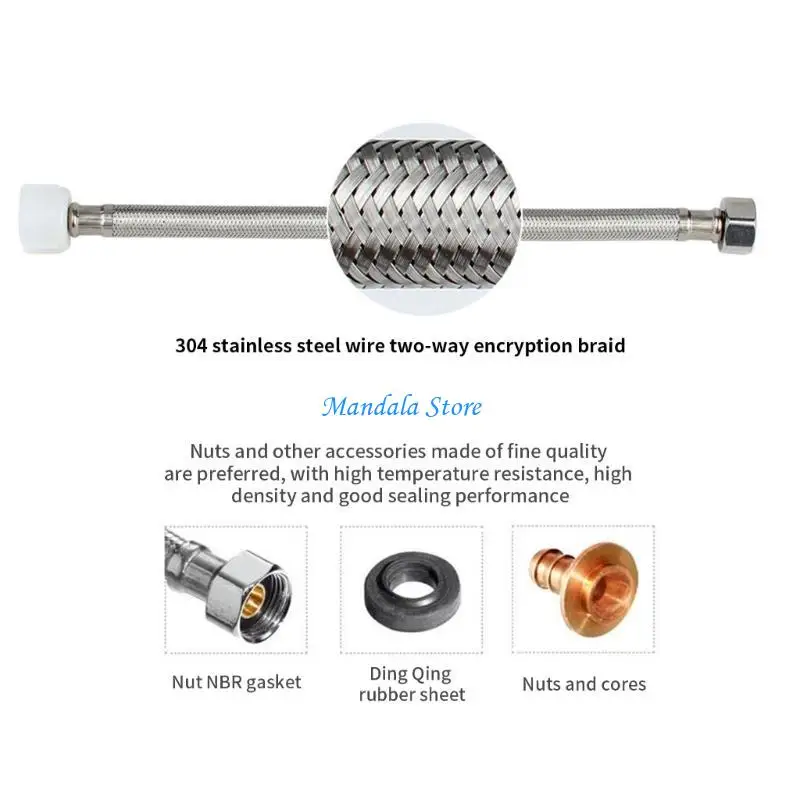 U2JC 7/8inch to 3/8inch Flexible Braided Toilet Connector Stainless Steel Toilet Hose
