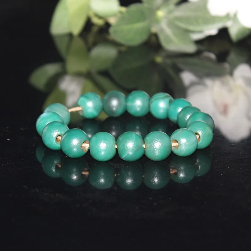 

Green Bracelet Old Agate Round Beads String Bead Chain Products