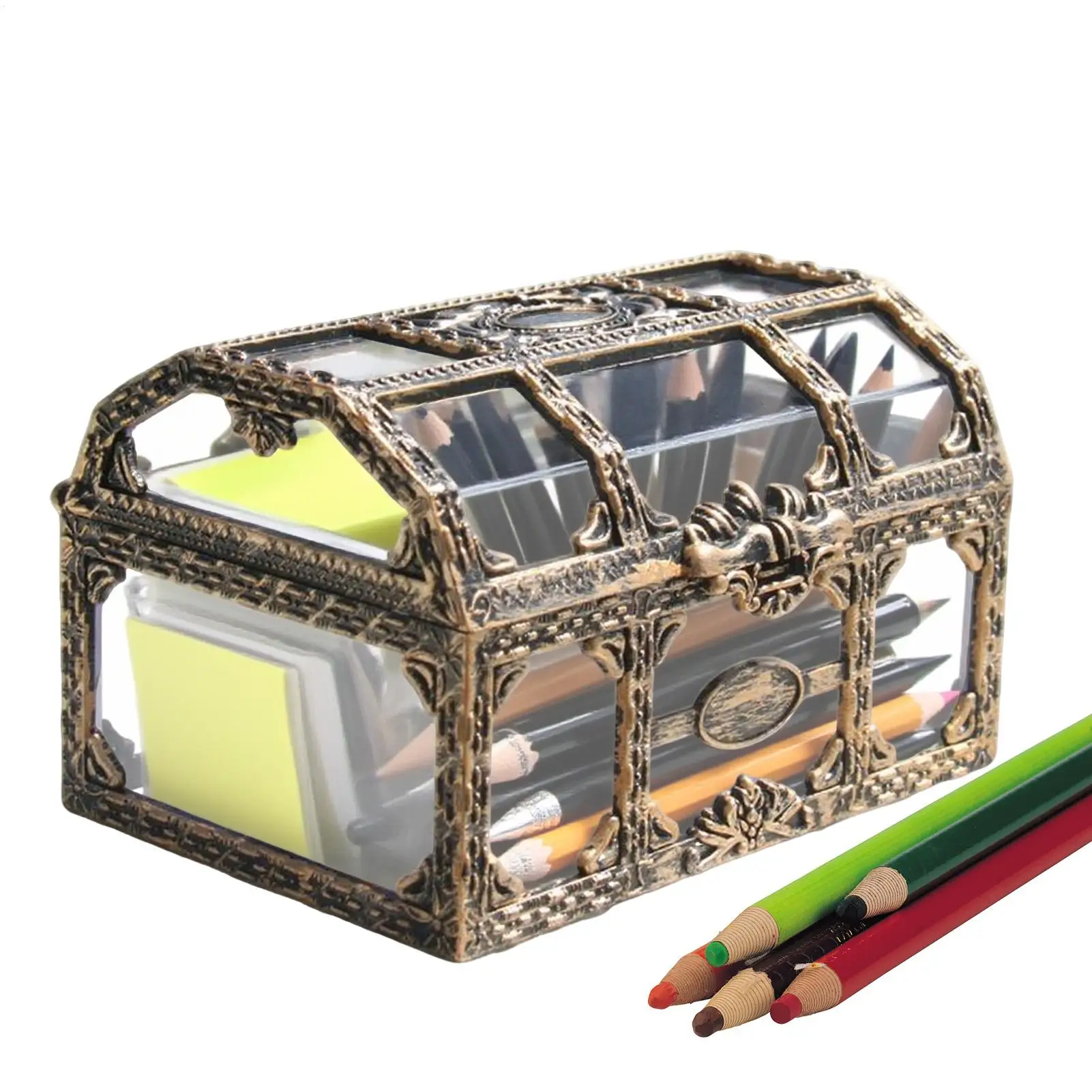 Small Plastic Transparent Pirate Treasure Box Crystal Gem Jewelry Box Storage Organizer Chest Treasure For Jewelry Trinket Box