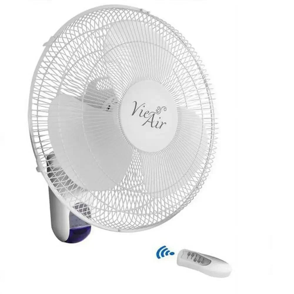 Ventilador de pared de plástico de 16 "y 3 velocidades, Control remoto, blanco, ligero, gimnasio interior, espacio de entrenamiento, enfriamiento, aire fresco, funcionamiento silencioso, fácil