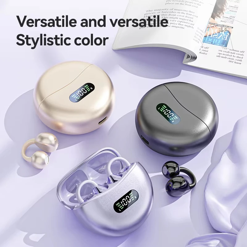 

New M79 Bluetooth Headset; Wireless Bluetooth 5.4 Earplug Clip-On Waterproof Sports Digital Display Headset