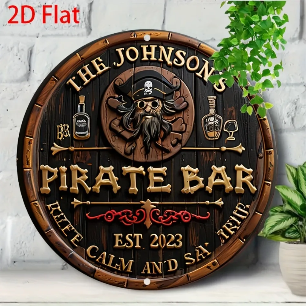 لافتة معدنية عتيقة "The Johnson Pirate Bar" - فن ألومنيوم بتصميم جمجمة لديكور الهالوين والبار