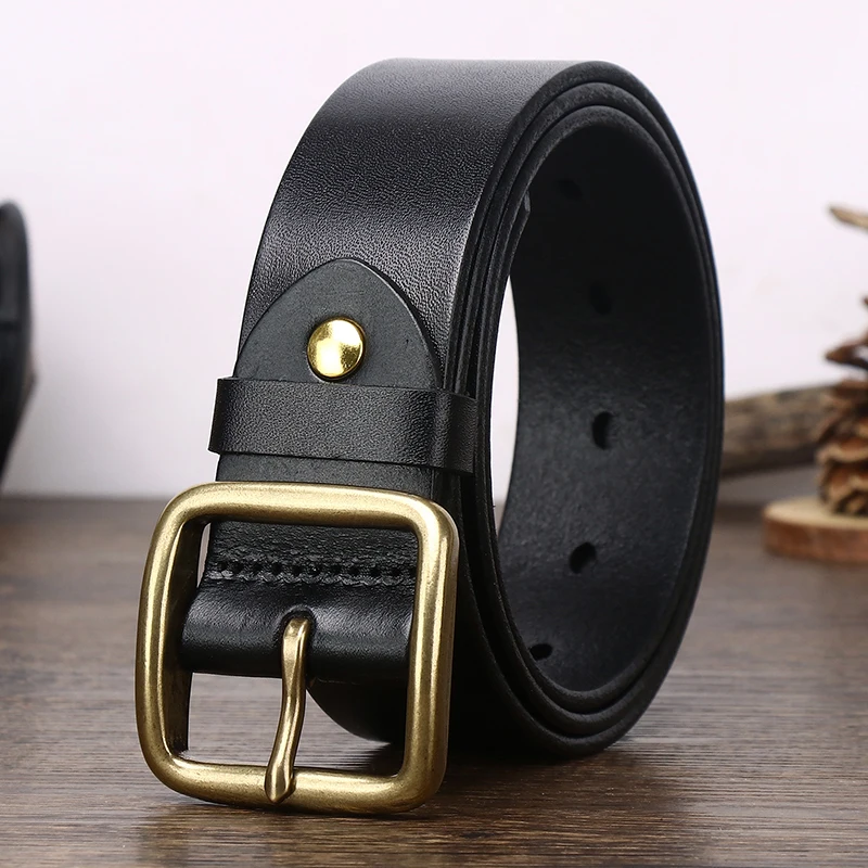 Men\'s Belts Top Leather Casual High-quality Belt Vintage Design Pin Buckle Genuine Leather Belt  Fashion Original Cowhide