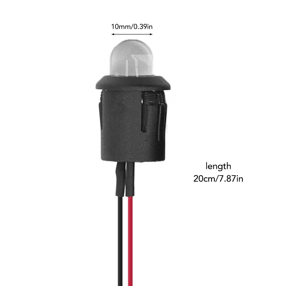Ampoule LED 12V, 10mm, 10 pièces, ampoule claire à l'eau, indicateur de lumière pilote, Diodes électroluminescentes précâblées, décoration de la maison, bricolage
