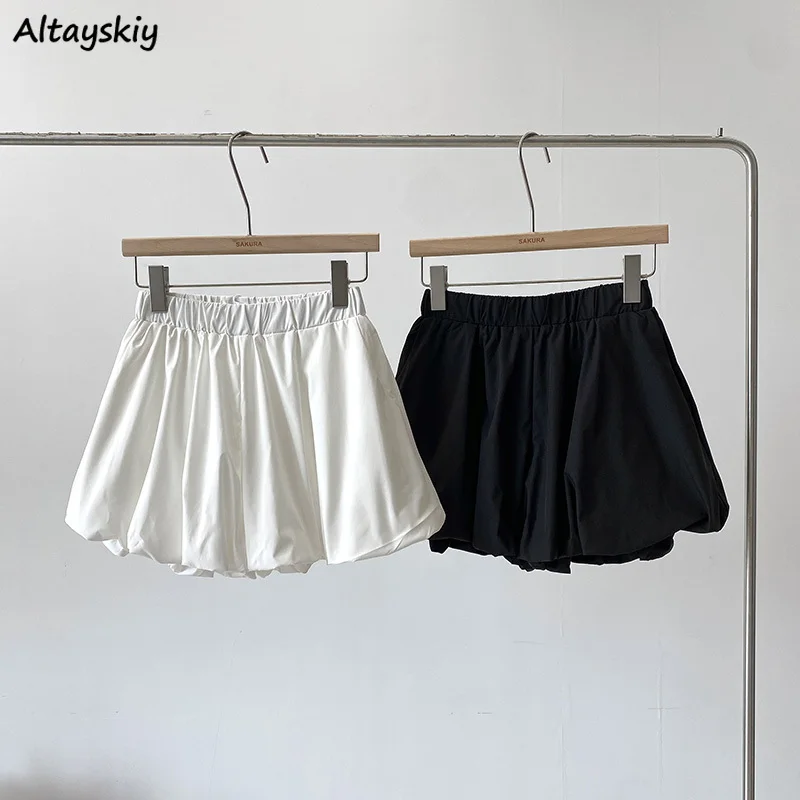 

High Waist Shorts Women Summer Minimalist Wide Leg Loose Trousers Tender Korean Style All-match Streetwear Sporty Temper Daily