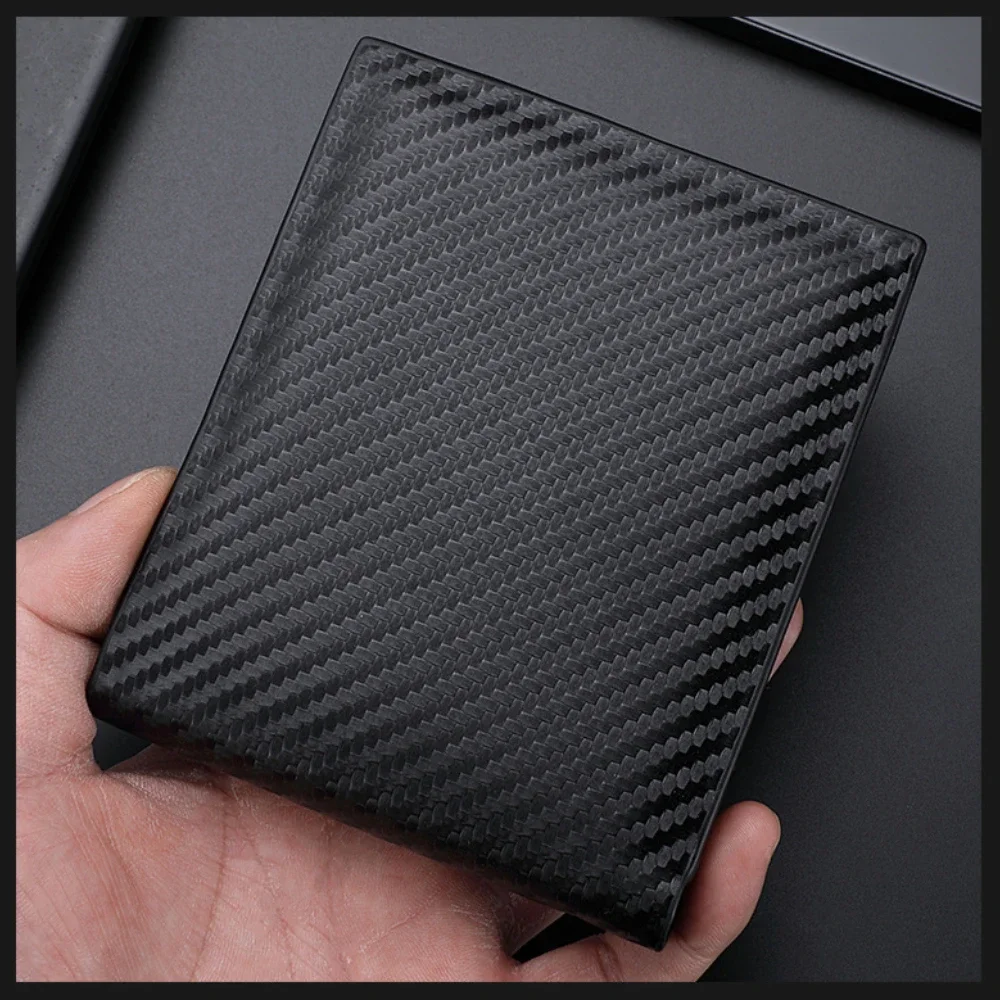 New Carbon Fiber Short Wallet Men\'s Card Bag Integrated Zipper Change Bag Holder Purses for Women carteras para mujer