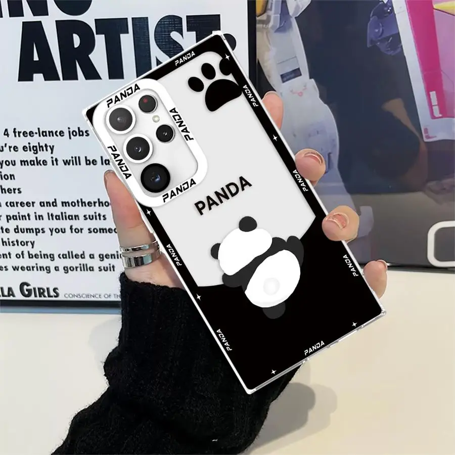 Cute Cartoon Panda Clear Soft Case for Samsung Galaxy S24 Ultra S20 FE S21 S22 S23 Ultra S10 Plus Note 20 Ultra 10 Plus S23 FE