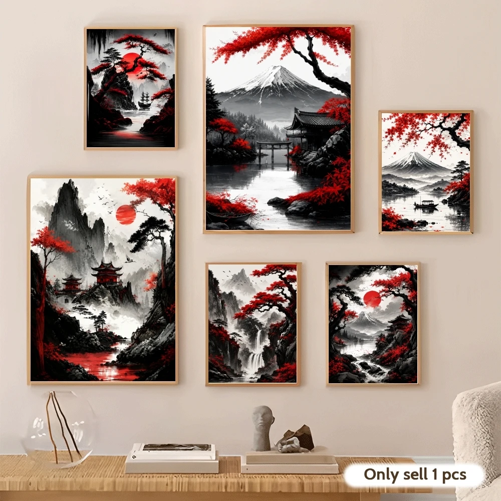 Japanese landscape painting Poster Decorative Wall Art Stickers Mural Photo Print for Home Living Room Hallway Decor