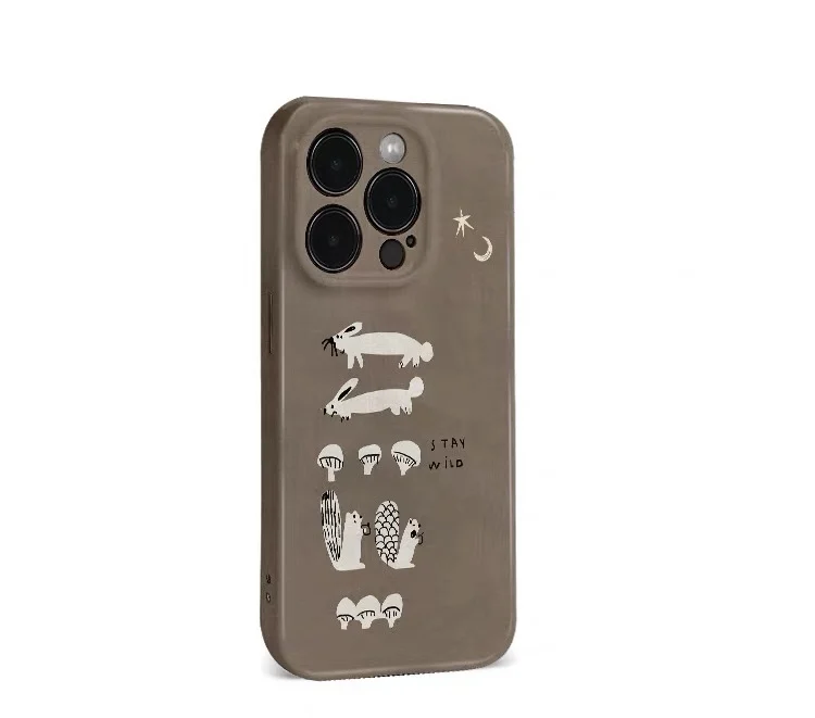 Illustration of Brown Squirrel and Rabbit Phone Case for IPHONE 17 Air 16E 15 PROMAX 14Plus 13 12 MINI 11 XR Acrylic Phone Cover