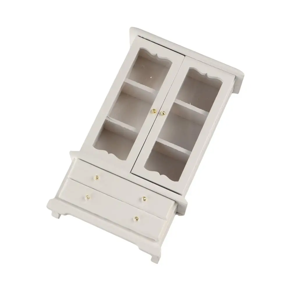 1:12 미니어처 가구 모델 DIY 삼층 역할 놀이 장난감 진열장 책장 인형 집 액세서리