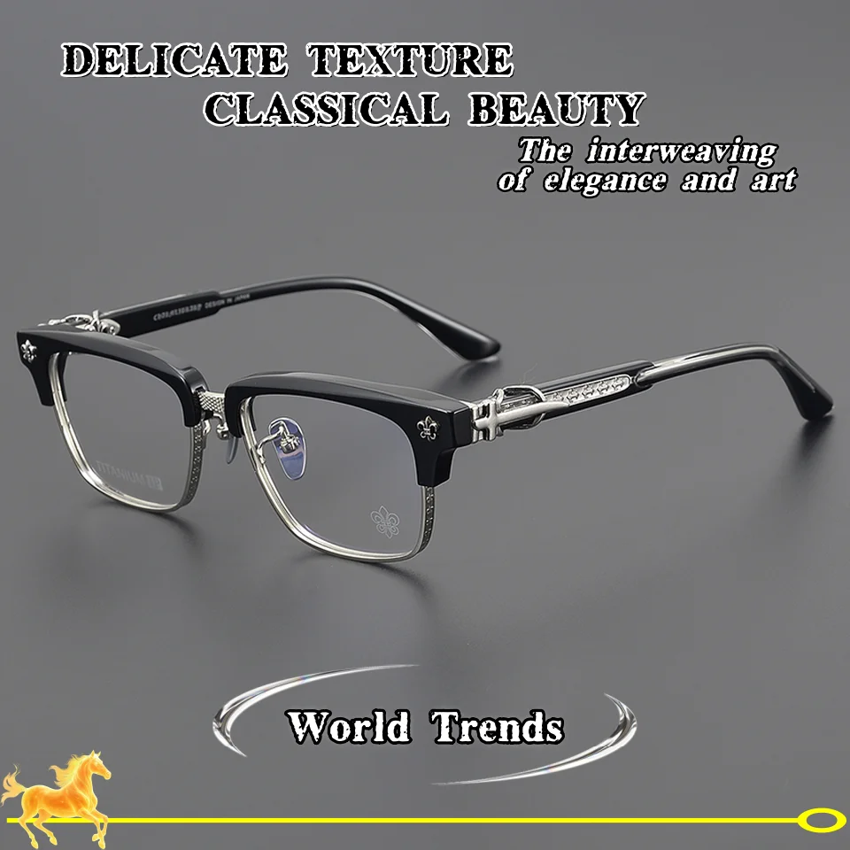 

Модные люксовые мужские очки в оправе из ацетата, ретро-классика, для компьютера, с защитой от синего света, оптические, титановые, с диоптриями