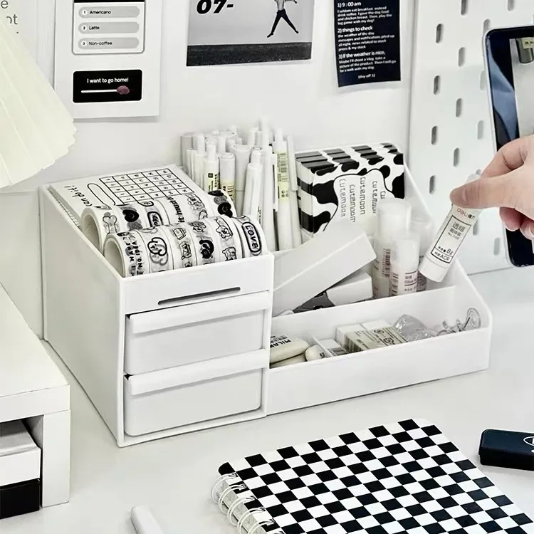 

1Pcs Simple Style Drawer Organizer Storage Box Dormitory Desk Skincare Desktop Dresser Mask Lipstick Shelf Stationery