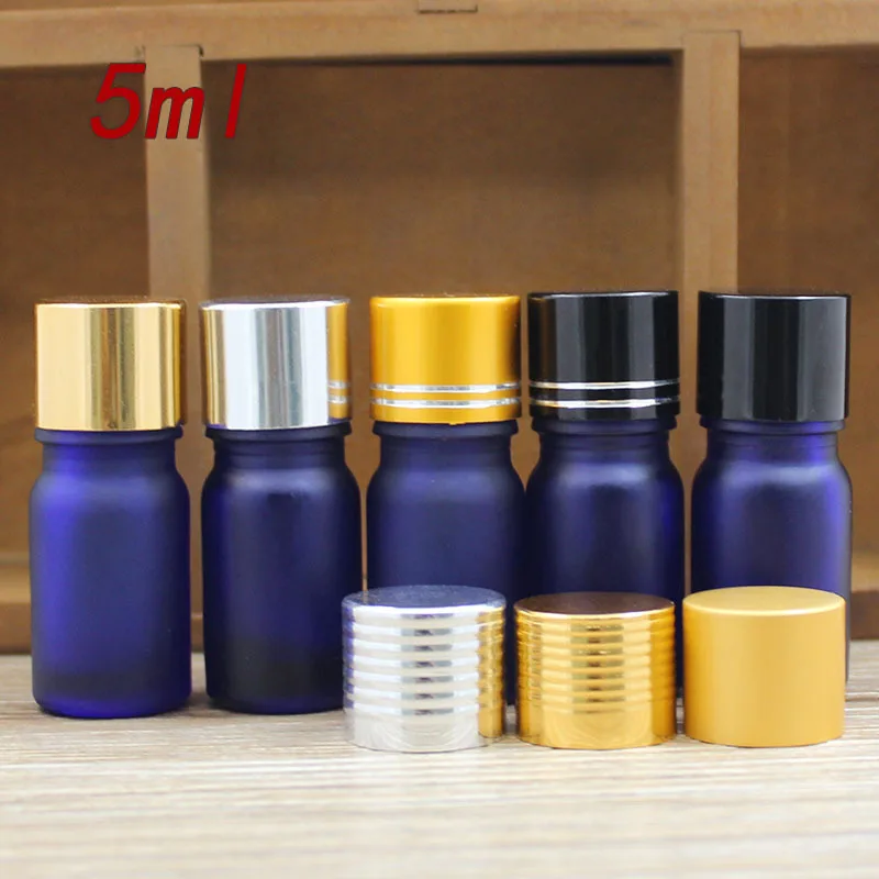 5ml  green/blue/brown/clear glass bottle gold/silver aluminum lid essential oil serum liquid complex recovery pack skin packing