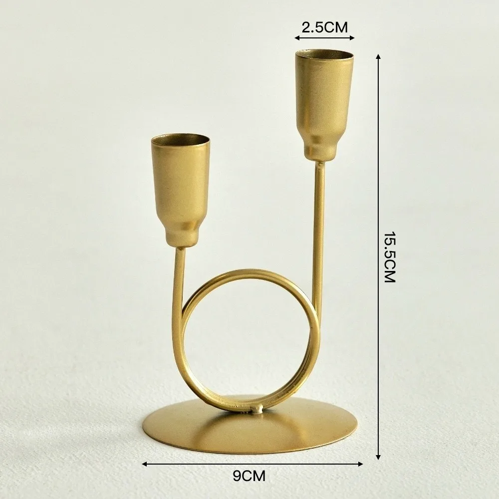 U-shaped Tabletop Candle Holders Double Headed Metal Candlestick Holder Ornament Home and Hotel Decoration