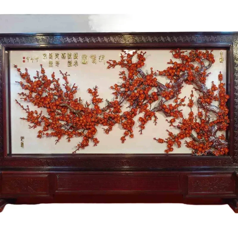 High temperature porcelain plate three-dimensional plum screen 