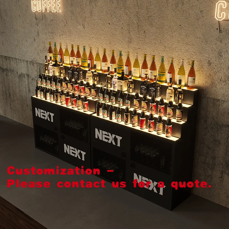 

Настенный винный шкаф для ресторана с индивидуальным дизайном, акриловая светящаяся витрина для вина, фоновая стена для бара