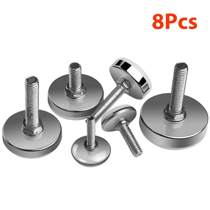 8Pcs Stainless steel Adjustable Furniture Feet Nylon Base Levelers, for Sofa, Table, Chair, Cabinet, Workbench of Leveling feet