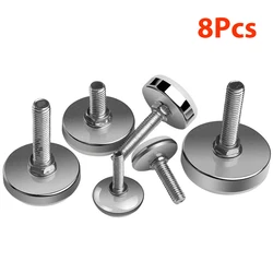 8Pcs Steel Adjustable Furniture Feet with Nylon Base Levelers for Sofa Table Chair Cabinet Workbench - Easy Leveling
