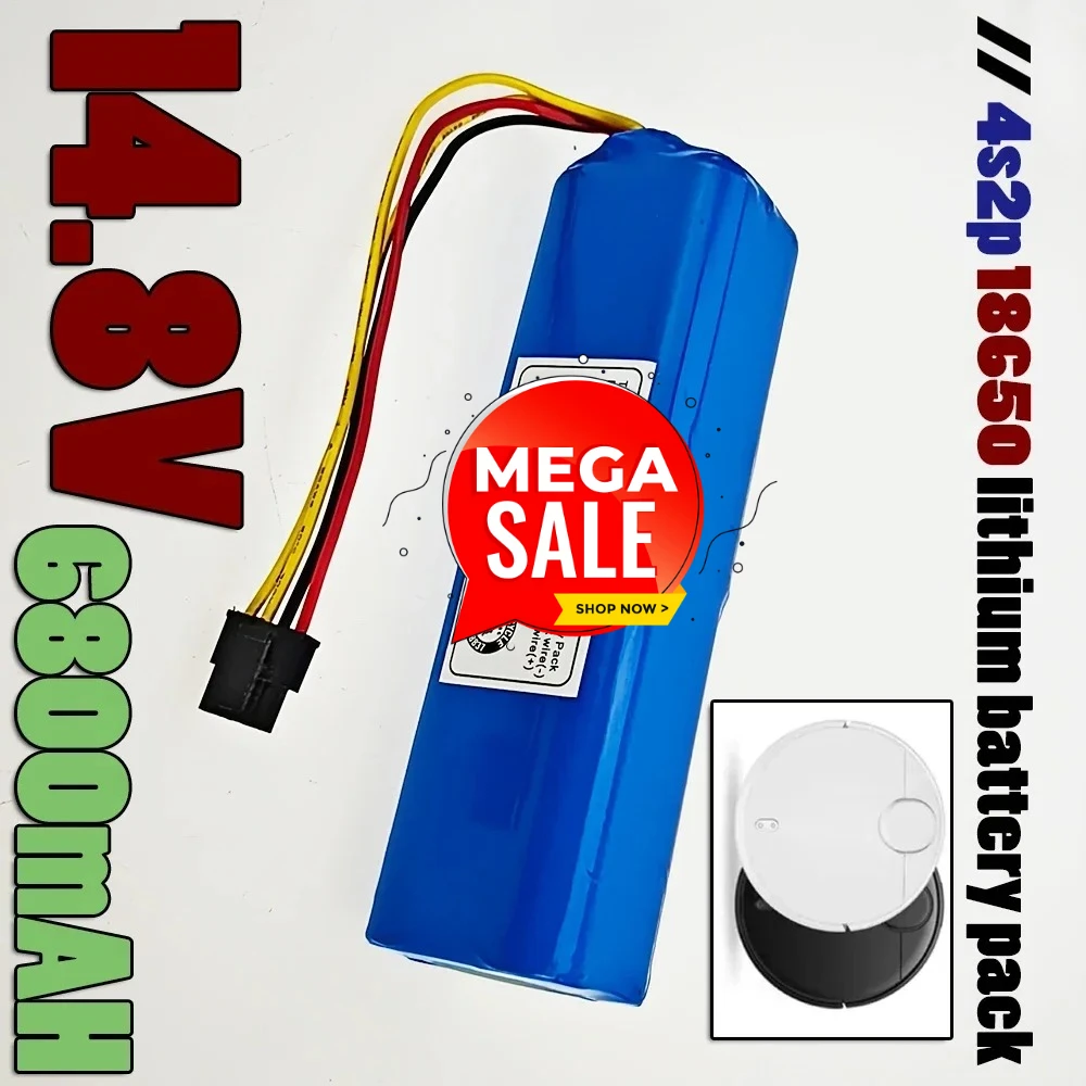 

Аккумуляторная батарея 14.4V 4S2P 6800mAh, замена для робота-пылесоса XiaoMi Lydsto R1, Roidmi Eve, Viomi S9, Dreame D9