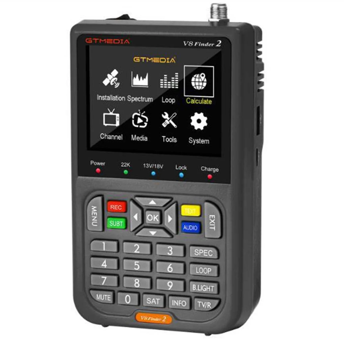 T06C-GTMEDIA V8 Finder2 Satellite Signal Finder FTA DVB-S/S2/S2X LCD Screen Receiver Satellite Finder Meter EU Plug