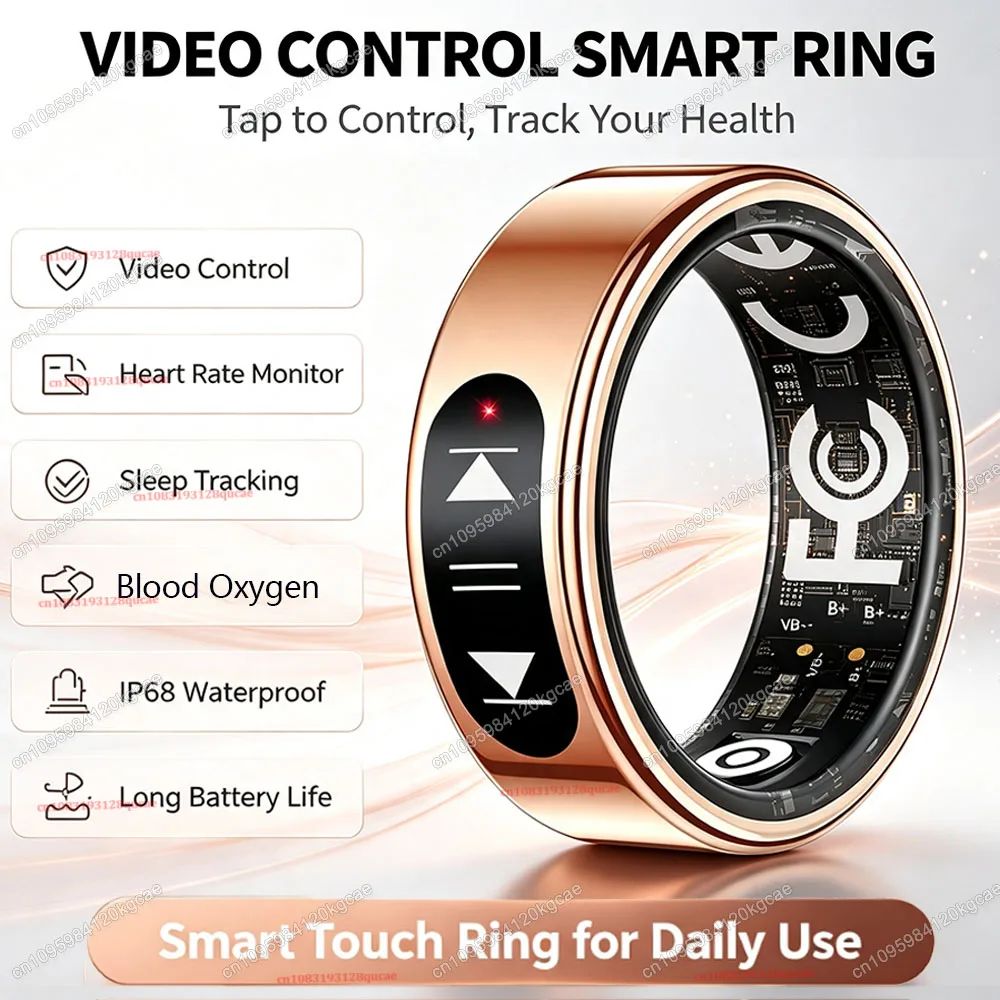 Smart Ring Video Control E-book Swipe pages Music controls Heart Rate Blood Oxygen Health Tracker, 5ATM Waterproof Ring 2026 New