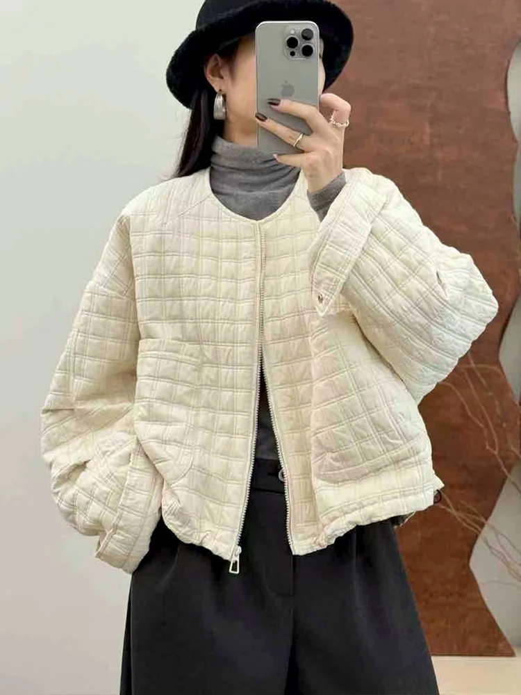 Amax LuluE 2025 Winter Coats Womens Leisure Warm Quilted Jackets Females Loose Vintage Thicken Parkas Classic O Neck Outerwear