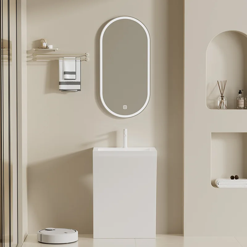 Bathroom artificial stone floor column basin art washbasin balcony household integrated washbasin