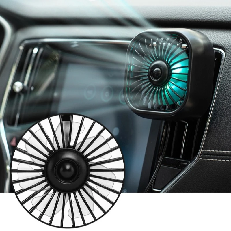 Summer New Mini USB Car Fan, 3 Speed Adjustable, Air Vent Mount with Colorful Light, Auto Cooling Fan Car Accessories