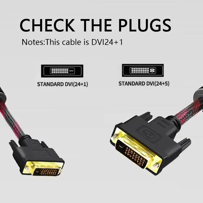 DVI To DVI Cable DVI-D 24+1 Male To Male Computer Monitor Projector Cable Video TV Monitor Computer HD Cable DVI D Data Cable