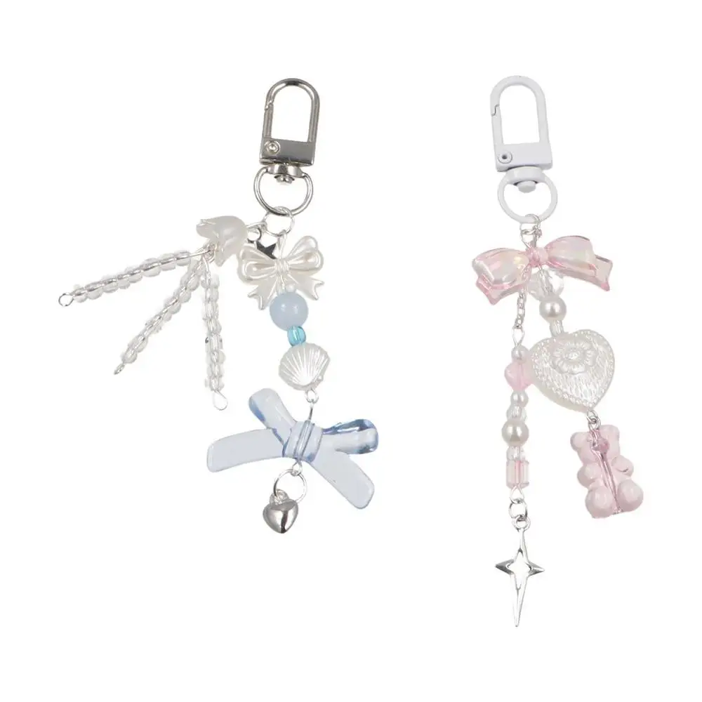 

Sparkling Y2K Phone Charms Knotbow Pendant Beaded Phone Lanyard Wrist Strap Keycord Phone Chain Bag Keychain