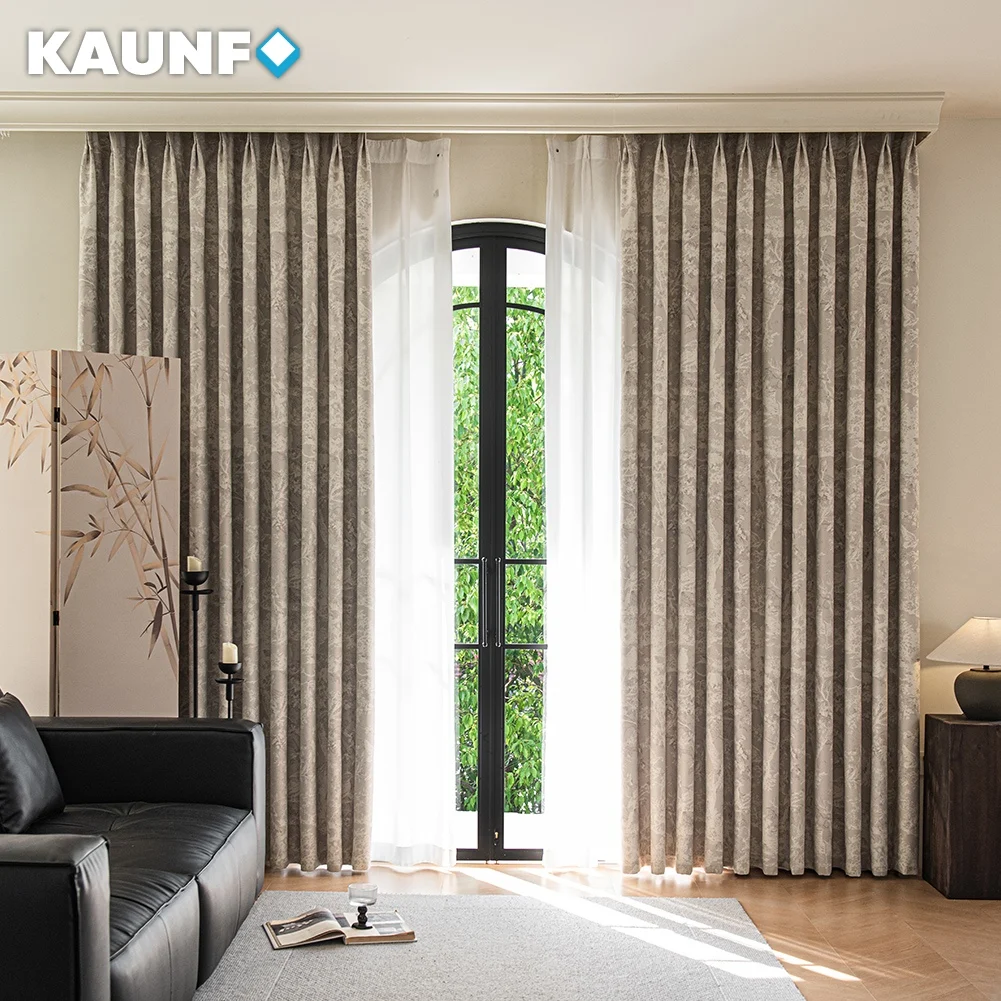 Thermal Insulated Noise Reducing Blackout Curtains Beige Vintage Forest Bird Print Window Drapes for Living Room Bedroom