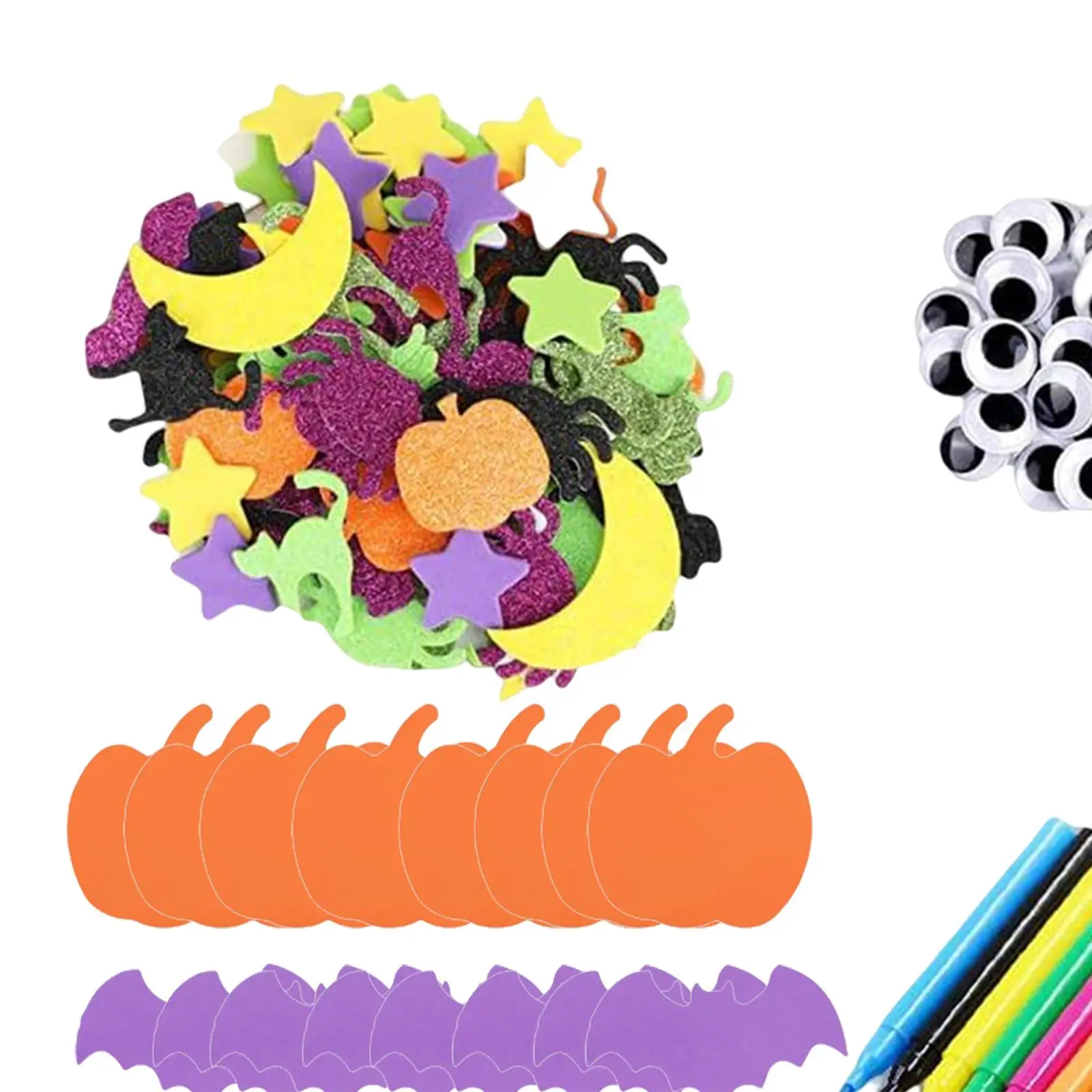 

24 Pieces Halloween Foam Pumpkin Crafts Kit, Pumpkin Stickers for Halloween,