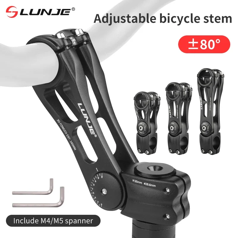 

Регулируемый вынос руля велосипеда LUNJE MTB Power 31,8 мм ± 80 ° Дорожный стол для горного велосипеда, стержень для велосипедного моста, 90/110/130/145 мм