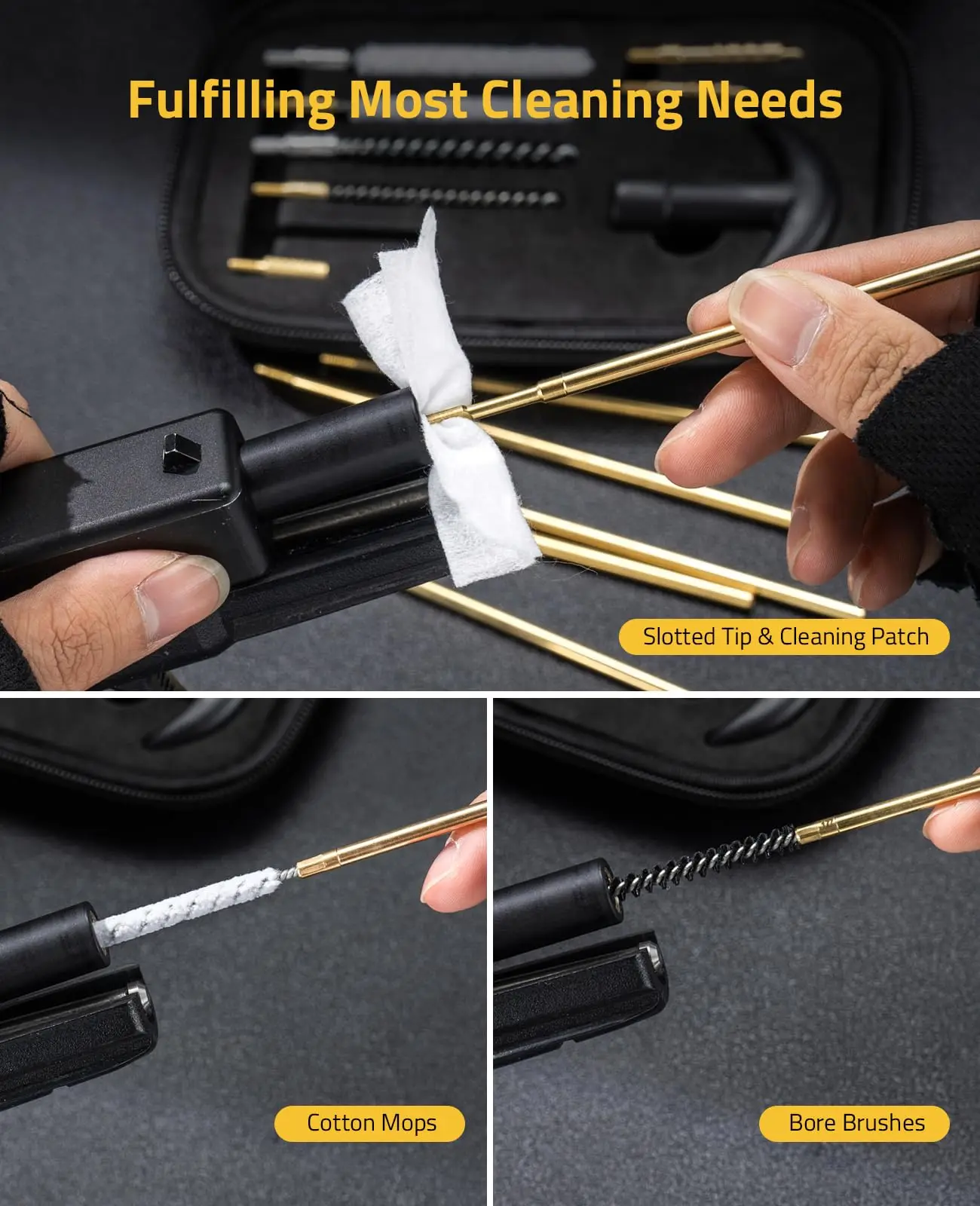 Cleaning Kit for .177, .22/9mm .22 .357 .45, .40 .38/9mm,.45 | Reinforced Rod Durability High-performance Bore Brushes Cotton Mo