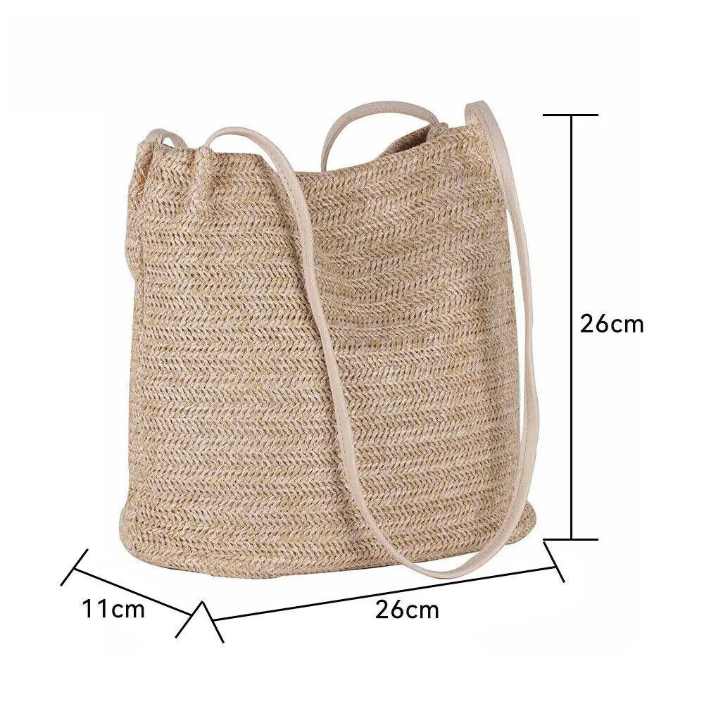 ISKYBOB Summer Straw Bag Rattan Wicker Handbag Crossbody Tote Beach Shoulder Bag Brand Designer Large Capacity Eco Shopping Bag