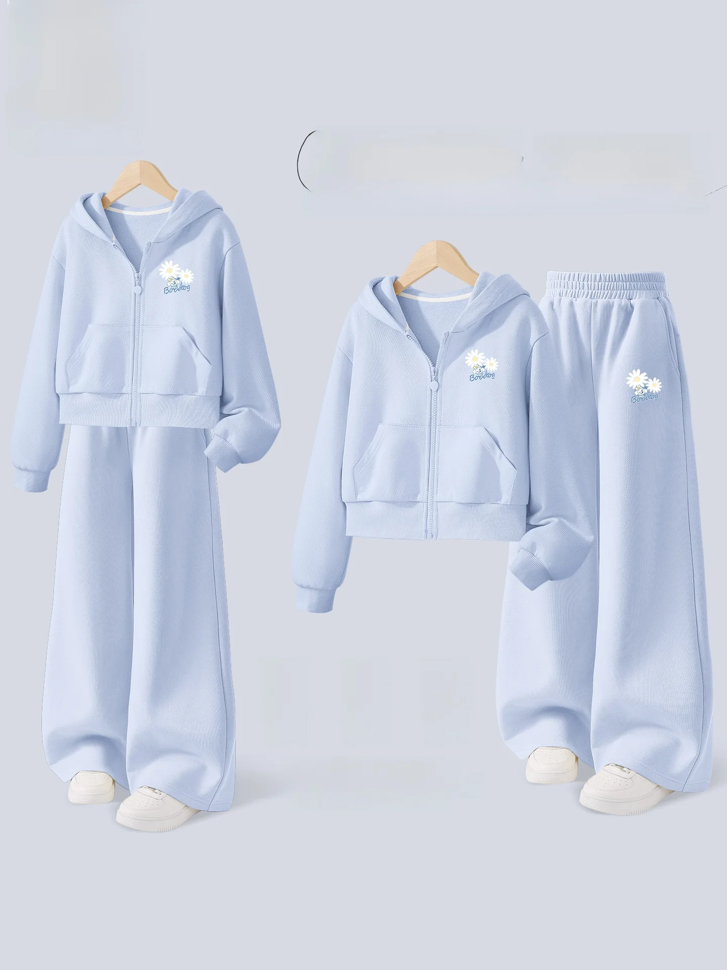 girls-sportswear-set-spring-autumn-korean-sle-children's-clothes-big-kids-outfit-cotton-polyester-blend-comfortable-breathable